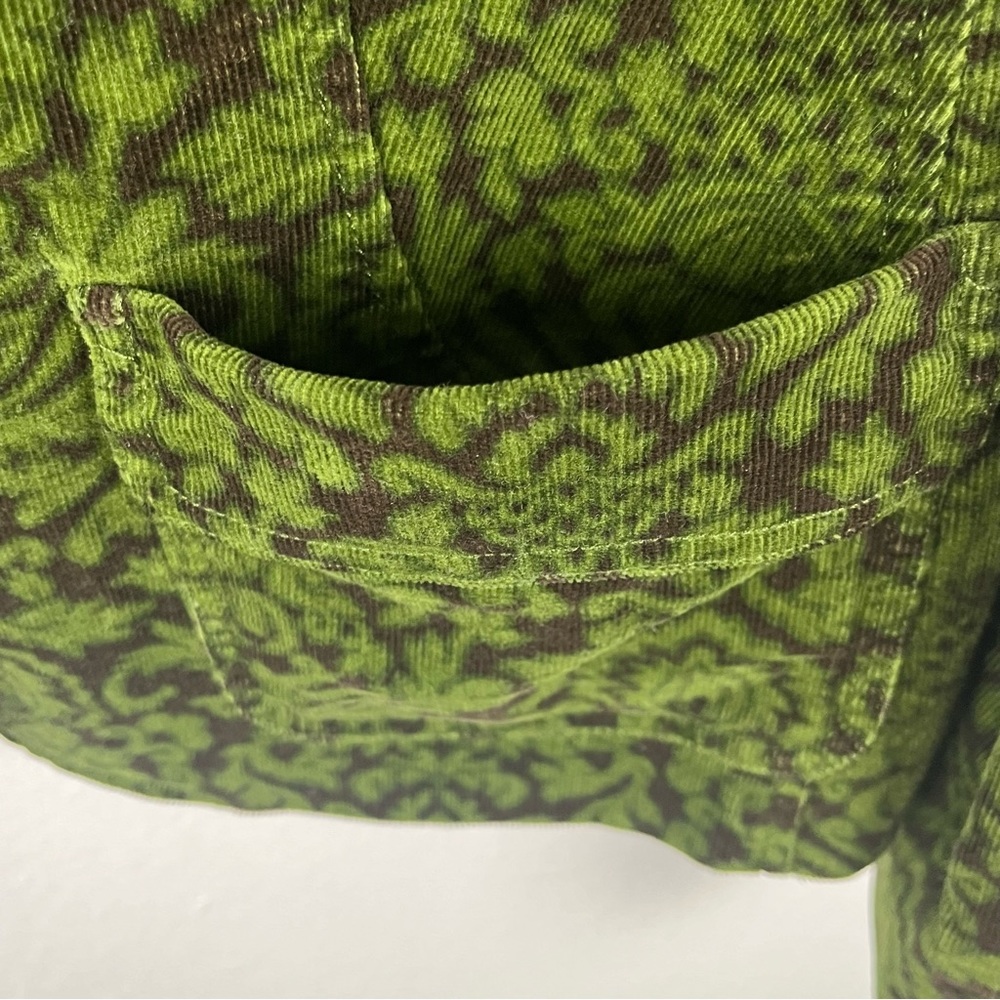 TALBOTS Green Brown Printed Lined Long Sleeves Corduroy Jacket Size 10 Boho Chic - Picture 7 of 11